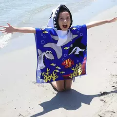 Baby Cartoon Printing Bathrobe, Unicorn Beach Towel, Boy, Shark, Dinosaur, Kids Hooded Cape, Children Bath Item, Girls