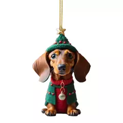 Desenhos animados Cute Dog Natal Enfeites, Xmas Tree Pendant, Fun Dachshund, Pendurado Decoração Presente, Fontes do partido, Casa, Decoração do carro