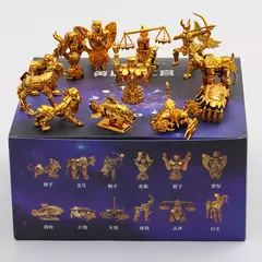 Saint Seiya Gold Zodiac Bonecas Anime, Coleção Figurine Brinquedos, Áries, Touro, Libra, Escorpião, Sagitário, Decoração, 12pcs por conjunto