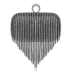 Imagem do Embreagem de borla de diamantes brilhantes para mulheres, bolsa caixa de metal, bolsa de festa noturna, alça redonda, moda