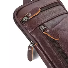 Imagem do Bolsa de cintura de couro masculina, cinto para celular para pequenas empresas, esporte ao ar livre, um ombro, andar, vestindo