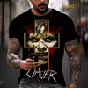 Rock de heavy metal masculino Slayer camiseta de hip hop impressa em 3D, roupas casuais, gola redonda, estilo legal, cosplay de manga curta