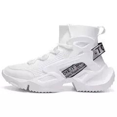 Sapato masculino de meia alta, tênis ao ar livre, esportes de corrida, respirável, lazer, verão, elástico, leve, tamanho grande, voando na internet