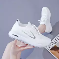 Tênis de malha para mulheres, Tênis de caminhada respirável, Sapatos brancos confortáveis, Tênis casuais, Calçado da moda - Wolf Magazine