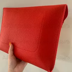 Envelope de couro PU para mulheres, embreagem vermelha, bolsa feminina, padrão de lichia, bolsas de mão simples, vermelho - loja online