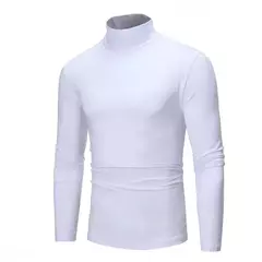 Gola alta masculina malha suéteres de algodão, pulôveres finos, roupas de escritório, tops masculinos, monocromáticos, vinho tinto - comprar online