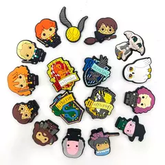 17 pçs harri potter sapato encantos diy sapato flor acessórios decorações hermione luna malfoy hedwig brinquedos para sandálias croc brinquedo na internet