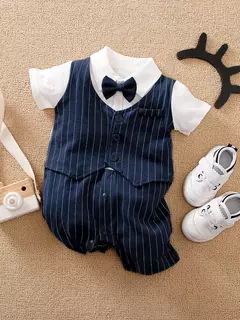 Bodysuit de algodão confortável para meninos e meninas, manga curta, bonito vestido de festa, roupas de bebê, verão, 0-18m - loja online