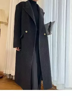 Casaco de alpaca de lã feminino, jaquetas de lã, trespassado duplo, gola de terno, solto, Casacos longos, senhora do escritório, outono, inverno, 2022 na internet
