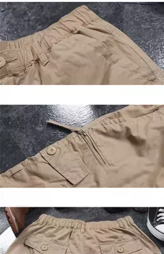 Calção de carga de comprimento longo masculino, calça Capri de algodão elástica casual com vários bolsos, curto tático militar, calções quentes, verão, 5XL