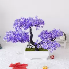 Imagem do Árvore plástica artificial do bonsai para a decoração home, plantas envasadas, potenciômetro pequeno da simulação, arranjo da flor, ornamentos do jardim