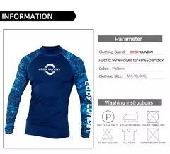 Apertado manga longa mergulho camisetas masculinas, natação Rash Guard Swimwear, proteção UV Surf Vestuário, Beach Floatsuit Tops - Wolf Magazine