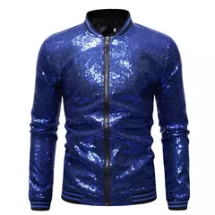 Brilhante Sequins Sparkle Bomber Jacket Homens 2023 Mais Novo Ouro Glitter Listrado Zipper Mens Jaquetas E Casacos Festa Dance Show Roupas - comprar online