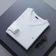 Camisola de cashmere manga comprida masculina com decote em v, pulôveres masculinos padrão, saltadores de tricô, roupas monocromáticas, venda quente - loja online
