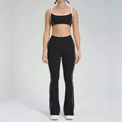 Terno de Yoga Patchwork de duas peças para mulheres, cintura alta Flare Leggings, roupas de treino Fitness Sportswear agasalho - loja online