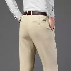 Calça justa reta masculina, calça casual de negócios, terno elástico, marca chique, primavera, outono, moda masculina, 6 cores, 2023