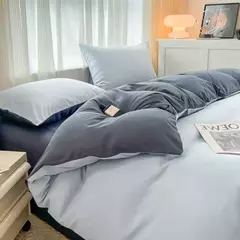 Conjunto de cama de tecido com escova de cor sólida, 2 lados, 4 peças, capa de edredom, fronha, lençol, colcha, único, queen, king size na internet