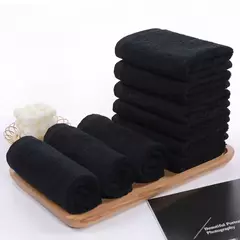 Toalha De Rosto De Algodão Macio, Toalha Preta, Absorção De Água Forte, Toalhas De Cozinha Doméstica Da Beleza Do Banheiro Do Hotel