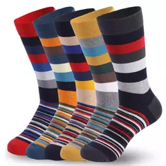 Meias masculinas de algodão penteado, preto, Argyle legal, meias casuais, plus size, alta qualidade, respirável, 5 pares na internet