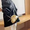 Embreagem macia de bolinho de couro PU para mulheres, bolsa de hobo nuvem, bolsa elegante elegante, bolsa pequena, design de luxo, ouro e prata