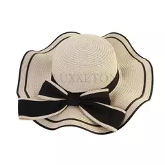 Chapéu de praia vaqueiro feminino, lateral larga, chapéu Panamá casual, Lady Classic, nó liso, chapéu de sol palha, presente Fedora feminino, verão na internet