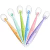 Colher de alimentação de silicone macio do bebê, utensílios de treinamento infantil, colher de comida complementar macia, talheres do primeiro estágio