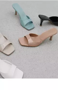 Sapato feminino de salto fino em toe quadrado, chinelos casuais femininos, tendência sexy, tamanho grande, novo, verão - loja online