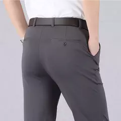 Imagem do Calça stretch clássica masculina, calça de cintura alta, casual, casual, primavera, verão, drop shipping