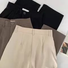HELIAR-calça feminina de cintura alta, calça reta para senhoras do escritório, botão casual, calça preta solta, nova, outono