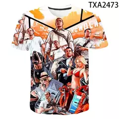 Imagem do 3D Grand Theft Auto imprimindo camisetas para homens e mulheres, camiseta gráfica do Game Gta 45, tops de mangas curtas, camisetas para crianças, verão, novo