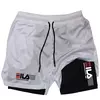 Calções de Compressão Anime masculino, Roupa Desportiva de Ginásio, 2 em 1, Treino, Fitness, Desporto, Verão