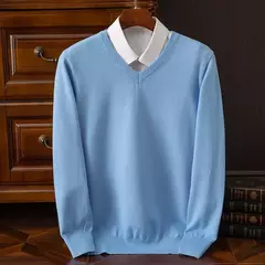 Pulôver clássico com decote em v masculino, suéter super de cashmere, camisa grossa, roupas quentes masculino, 4XL, outono e inverno - loja online