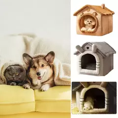 Casa dobrável para animais de estimação, ninho removível para cachorros, lavável, casa macia para dormir para cães extra pequenos e gatos pequenos e médios - Wolf Magazine