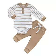 RUEWEY-Bodysuit e calças listradas do bebê recém-nascido, roupas infantis, itens de bebê, roupas, primavera, outono na internet
