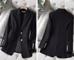 Nova primavera e outono preto terno moda retro casaco solto - Wolf Magazine