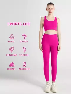 Roupa de ioga feminina de 2 peças, conjunto de treino rápido, roupa de fitness respirável, sutiã e leggings esportivos, roupas fitness, novo, 2024 - loja online