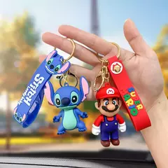 Imagem do Super mario bros disney chaveiro, feito de pvc, silicone, desenhos animados, figura de ação, brinquedo, pingente, carro, bolsa, jóias, presentes
