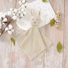 Algodão Malha Crochet Sleepy Bunny Cobertor, Cabeça macia recheada, Primeiro brinquedo do bebê, Dormir Segurando Cobertor de Segurança, Nome personalizado - loja online