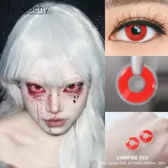 FUNSACHY Halloween Cor Lentes de Contato Dragão Cosplay Lentes Blackout Cegas Lentes Pretas Contatos Olho de Gato Branco Lente Vermelha Anual