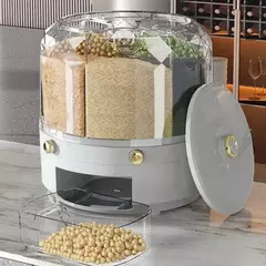 Cozinha Caixa De Armazenamento Com 360 Graus De Rotação, Distribuidor De Arroz, Selado, Cereal Seco, Balde De Grão, À Prova De Umidade, Recipiente De Alimento - comprar online