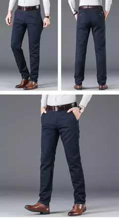 Calça justa reta masculina, calça casual de negócios, terno elástico, marca chique, primavera, outono, moda masculina, 6 cores, 2023 - loja online