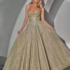 Vestido feminino europeu e americano transfronteiriço amazônico, sem mangas, sem alças, espumante dourado, vestido sexy de tanque, novo estilo de roupa, 2022 - loja online