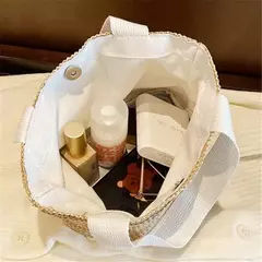 Fsafashion-bolsa de tecido palha para mulheres, bolsa casual para férias, bolsas com alça superior, bolsas de ombro retrô artesanais, moda feminina, 2024 - loja online