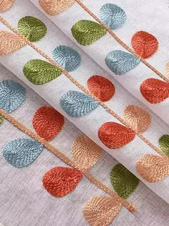 Cortina semi-pura bordada, Quatro cores Branch, Camadas de cozinha, Meia janela, Rod Pocket, Cortinas Voile para Cozinha - comprar online