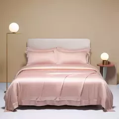 Liv-Esthete-Conjunto de cama cinza, capa de edredão, fronha, lençol, colcha, Double King Queen para dormir, 100% seda, Gift Set, verão - loja online