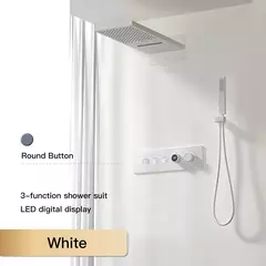Sistema de chuveiro de bronze preto de luxo wall-mounted led display digital design frio & quente duplo-controle de 4 funções torneira de chuveiro de teto na internet