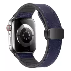 Pulseira magnética para iWatch Series 9, pulseira de couro e silicone para Apple Watch Band, Ultra 2, 49mm, 44mm, 45mm, 41mm, 40mm, 38mm, 42mm, 8, 7, SE, 6 - loja online
