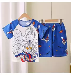 Imagem do Novo verão crianças pijamas conjunto de 2 peças roupas de ar condicionado para meninos meninas bebê manga curta roupas para casa na moda