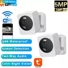 Imagem do Tuya inteligente mini câmera ip wi fi interna sem fio de segurança em casa ai humano detectar cctv câmera bloco vigilância 5mp à prova dwaterproof água
