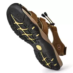 Sapatos masculinos casuais de couro genuíno, sandálias masculinas ao ar livre, sapatos romanos de praia, plus size 38-48, verão - Wolf Magazine